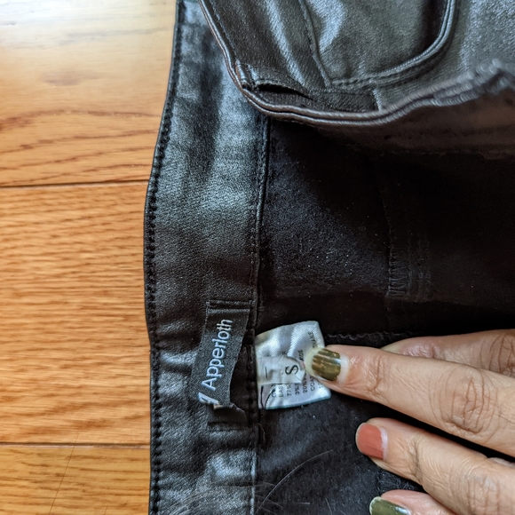 🏵️💚 Apperloth A High Waist Thermal Lined PU Leather Skinny Cropped Pants - Picture 8 of 8